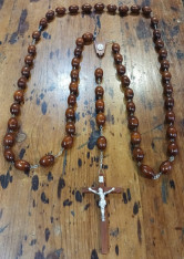 Oval Bead Wooden Wall Rosary 64 1/2"