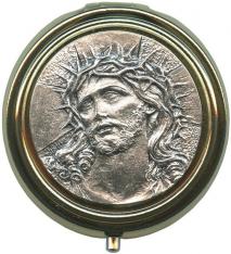 Ecce Homo Metal Gold Plated Pyx with Pewter Picture mm.50- 2"