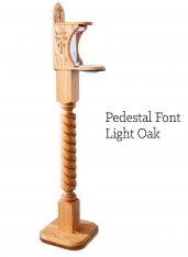 Holy Water Dispenser Font - Pedestal - Light Oak