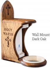 Holy Water Dispenser Font - Wall Mount - Dark Oak