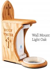 Holy Water Dispenser Font - Wall Mount - Light Oak