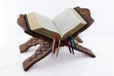 BIBS - Brass inlay handcarved wood bible stand