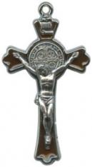St.Benedict Cross Nickel Plated with Brown Enamel cm.5 - 2"