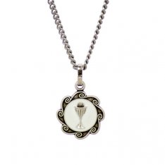 Communion Medal with 18" Chain and Velvet Box Silver Plated