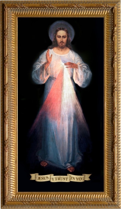 Divine Mercy Vilnius Original Ornate Gold Framed Art 8x16