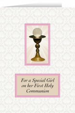 Girl's Chalice First Communion Greeting Card