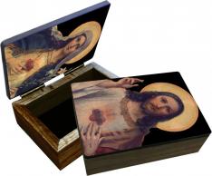 Antique Sacred & Immaculate Hearts Keepsake Box