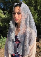 Spanish Lace Mantilla Veil Gray (48" x 23")