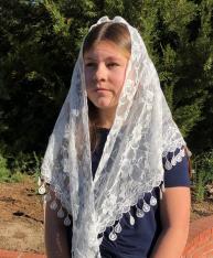 Rain drops Floral Church Veil Mantilla White (60" x 20")