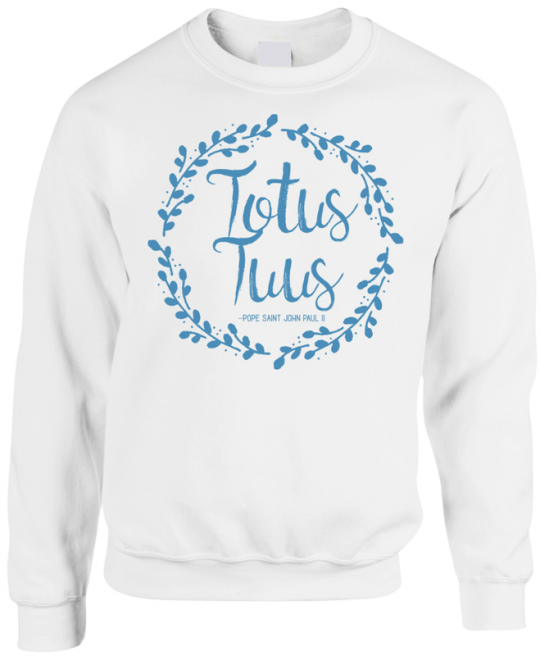 Totus Tuus White Crewneck Sweatshirt (SS-Q3BW)