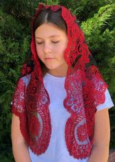 Spanish Lace Mantilla Veil Red (48" x 23")