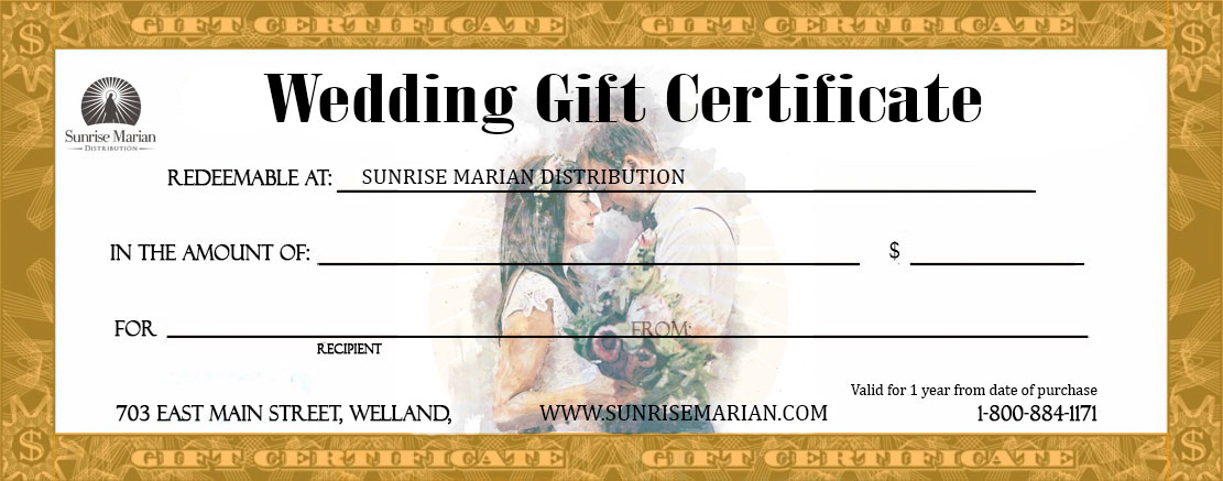 Catholic Wedding Gift Certificate Wedding Gift Certificate