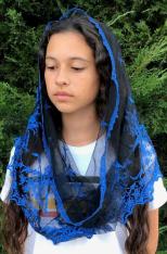 Devotional Infinity Church Veil Mantilla Black-Blue