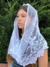 Devotional Infinity Church Veil Mantilla White (22" x 18")